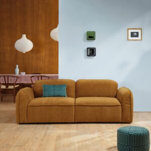 wohnli-moebel-suche-M26077629-1 Gerades 3-Sitzer-Sofa in Bronze-Samt 214x77x97cm Samt Braun BERAH GETAH Sofas und Sessel Sofas 2-Sitzer-Sofas & 3-Sitzer-Sofas