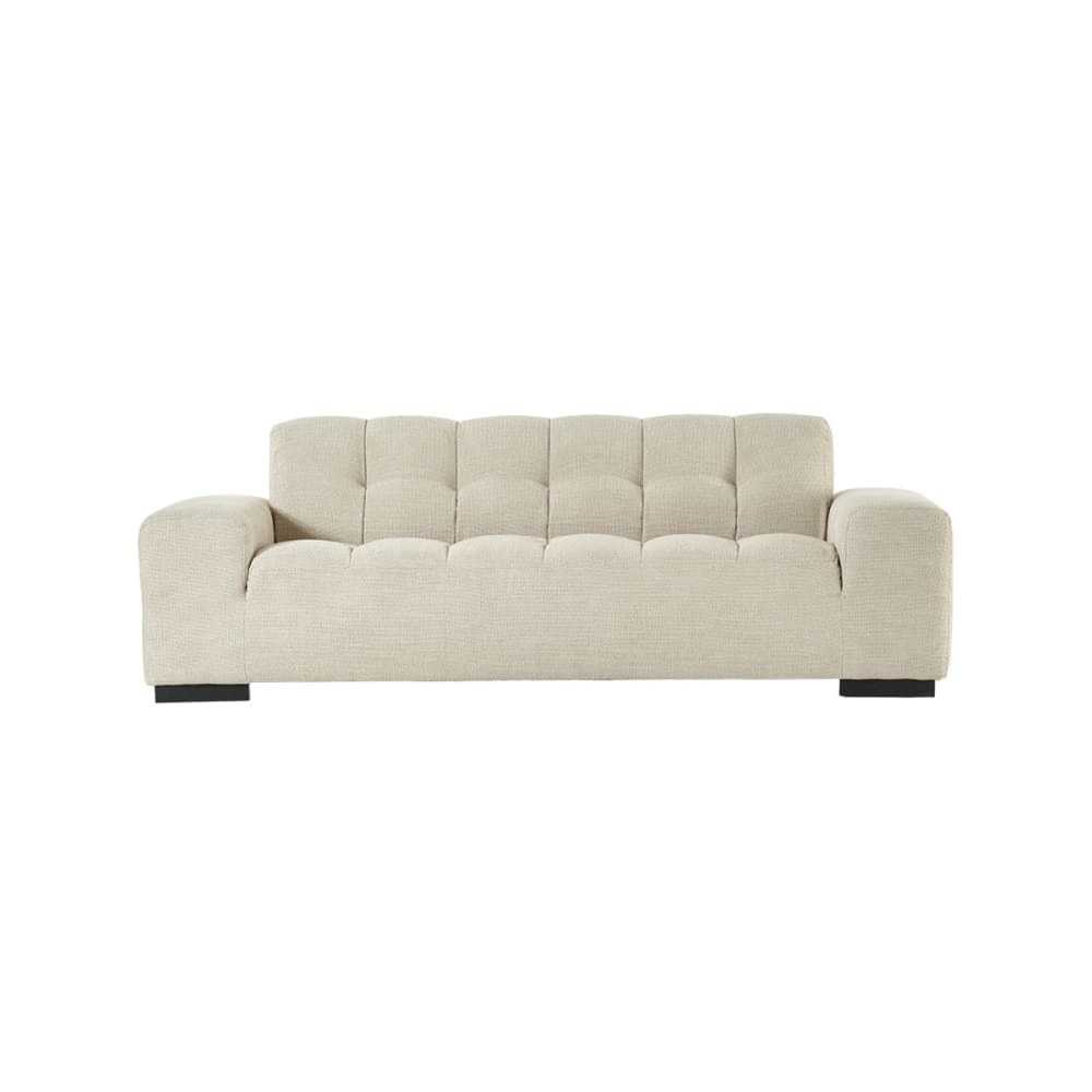 Wohnli Möbelsuche - Gerades 3-Sitzer-Sofa aus beige meliertem Strukturstoff