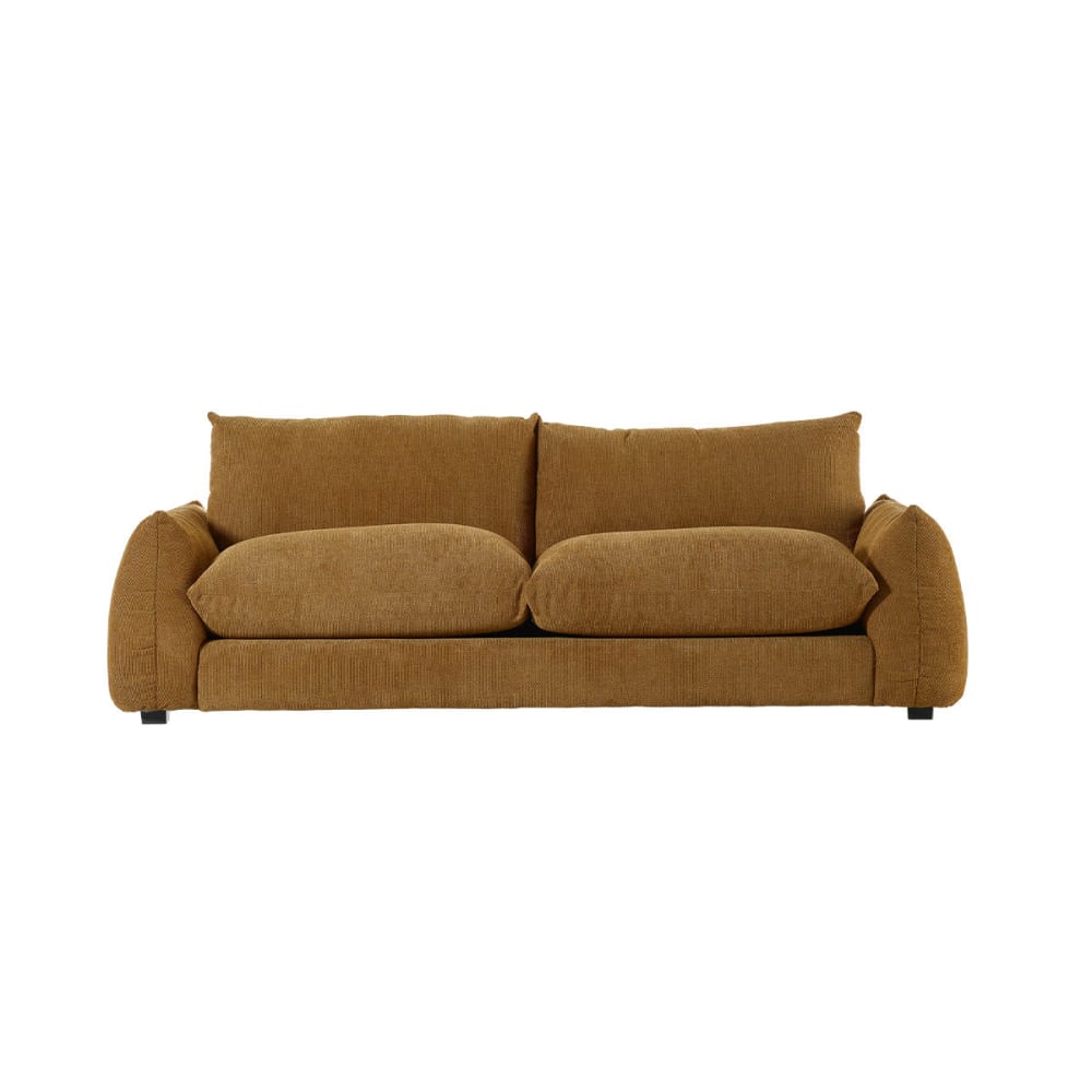 wohnli-moebel-suche-M26077635 Wohnli Möbelsuche - Gerades 3-Sitzer-Sofa aus bronzefarbenem meliertem Strukturstoff
