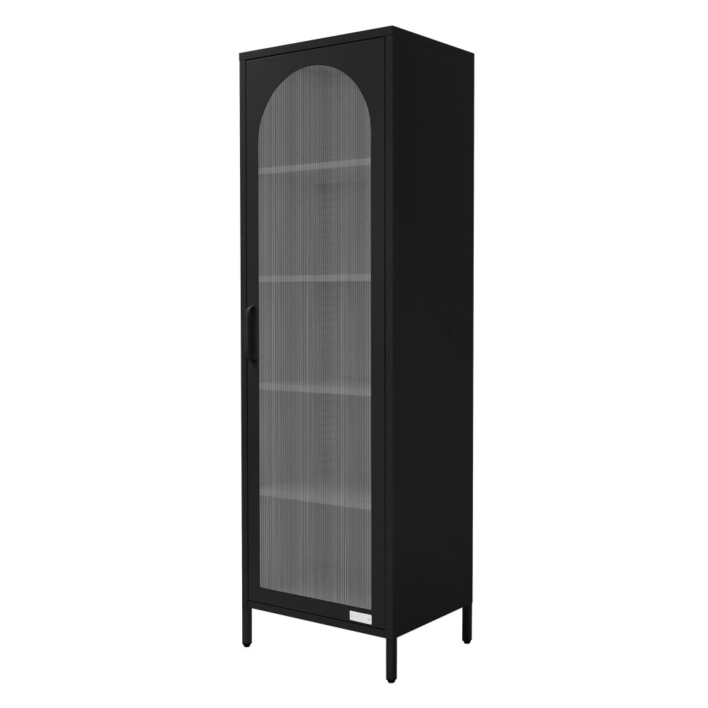 Wohnli Möbelsuche - Vitrinenschrank 45x145x35 cm Schwarz aus Stahl mit 5 Ablagen und 1 Tür