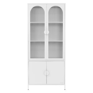 Vitrinenschrank 80x185x40 cm Weiß aus Stahl mit 4 Türen 40x185x80cm Metall Weiß ML-Design Möbel Esszimmermöbel Vitrine und Vitrinenschrank