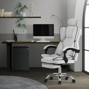 wohnli-moebel-suche-M26078766-1 Bürostuhl Hellgrau ergonomisch hoher Rückenlehne Rollen verstellbar 66x131x59cm PES - Polyester Grau ML-Design Möbel Büromöbel Bürostühle