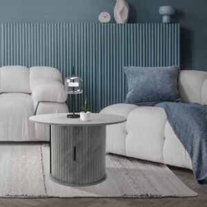 Couchtisch mit Schiebetür und Stauraum rund Ø80x50 cm Beton-Optik Grau 80x50x80cm Holz Grau ML-Design Möbel Wohnzimmermöbel Couchtische