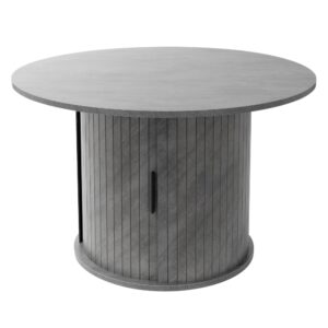 Wohnli Möbelsuche - Couchtisch mit Schiebetür und Stauraum rund Ø80x50 cm Beton-Optik Grau