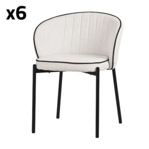 Wohnli Möbelsuche - Esszimmerstühle 6er Set Beige mit Stoffbezug und Metallbeinen