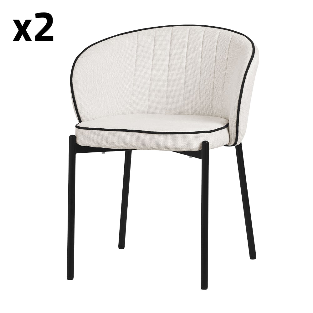 Wohnli Möbelsuche - Esszimmerstühle 2er Set Beige mit Stoffbezug und Metallbeinen