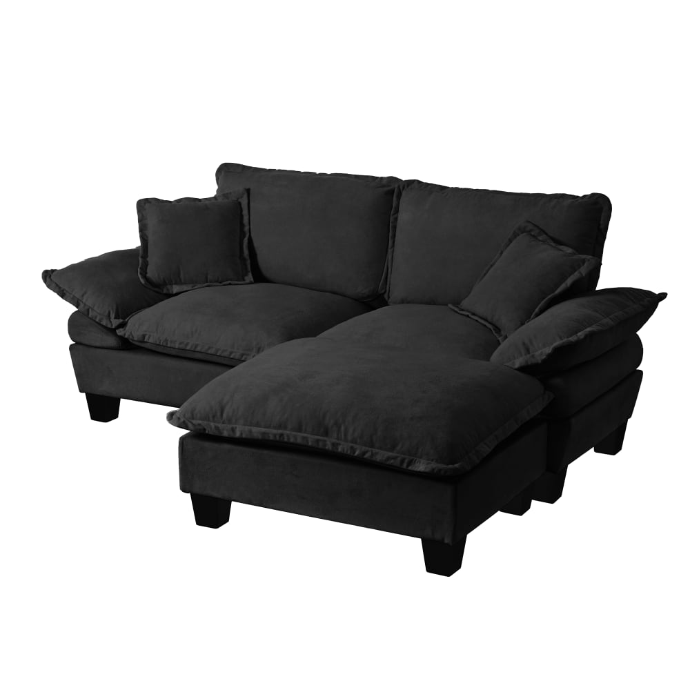 Wohnli Möbelsuche - Ecksofa aus Chenille mit Ottomane und 2 Kissen