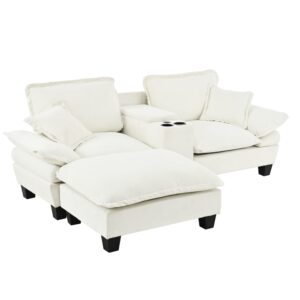 Wohnli Möbelsuche - Ecksofa aus Chenille mit USB und Stauraum 224x155x90 cm