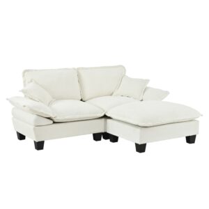Wohnli Möbelsuche - Ecksofa aus Chenille mit Ottomane und 2 Kissen