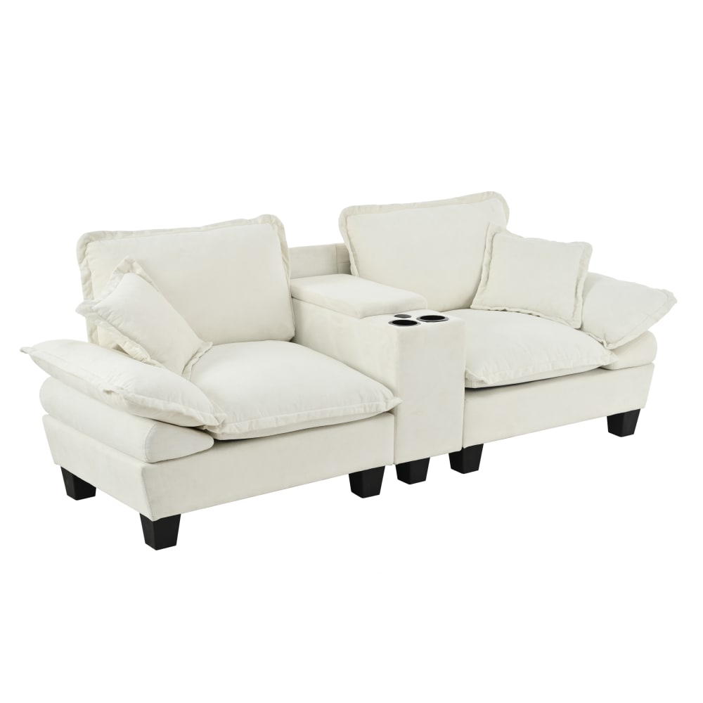 Wohnli Möbelsuche - Modulares Sofa aus Chenille mit Stauraum und USB 224x82x90 cm