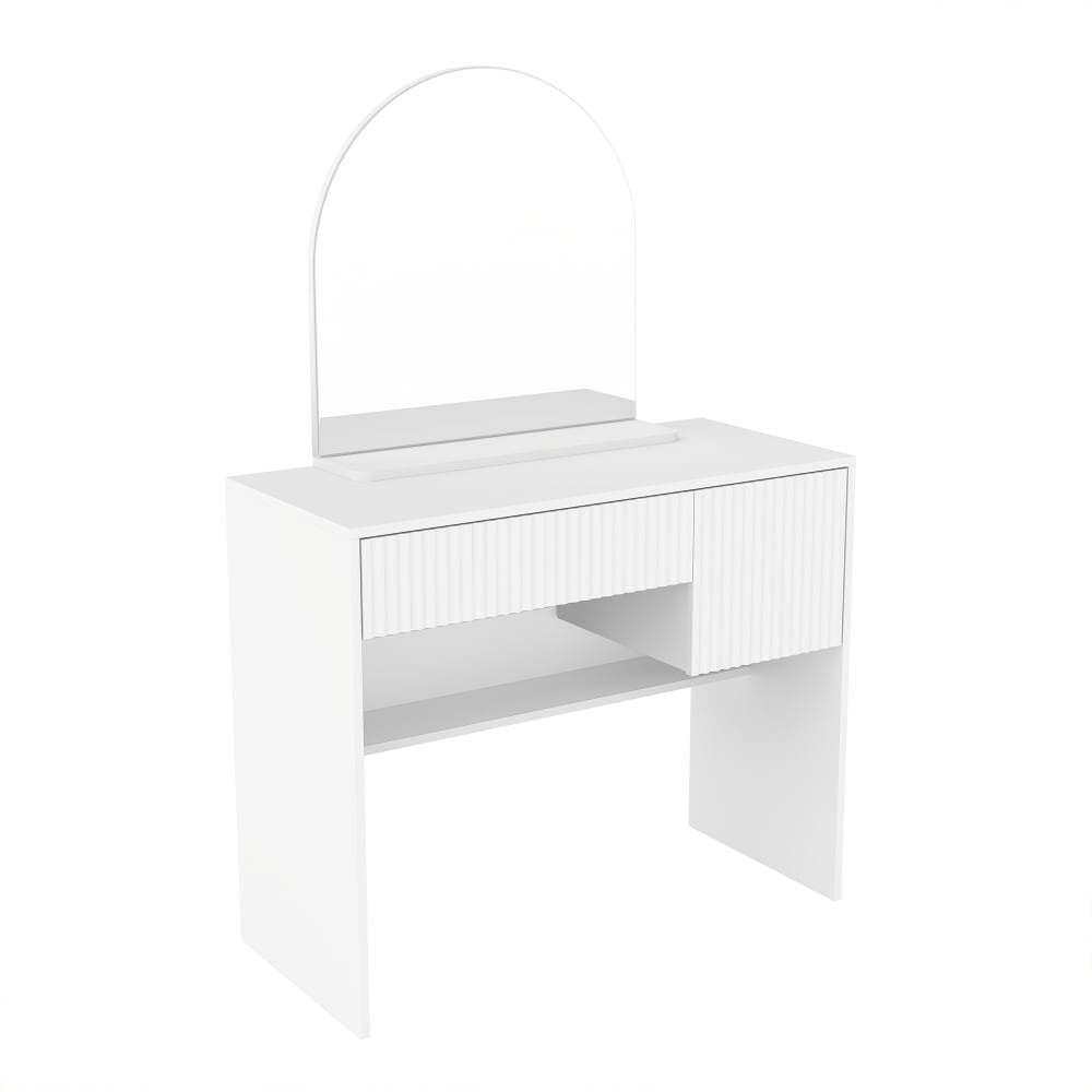 wohnli-moebel-suche-M26078934 Wohnli Möbelsuche - Schminktisch aus MDF mit Spiegel und 2 Schubladen 90x40x135 cm