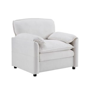 wohnli-moebel-suche-M26079080 Wohnli Möbelsuche - Einzelsofa aus Chenille und Holz mit Seitentaschen