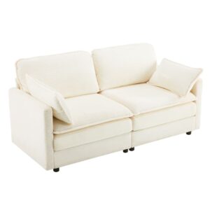 wohnli-moebel-suche-M26079197 Wohnli Möbelsuche - 2-Sitzer-Sofa aus Holz und Stoff mit tiefer Sitzfläche