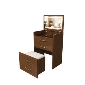 wohnli-moebel-suche-M26079199 Wohnli Möbelsuche - Schminktisch aus MDF mit Klappspiegel und Hocker 60x40x118 cm