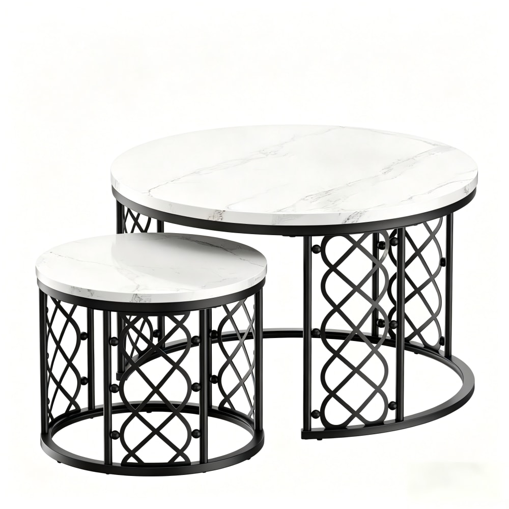 Wohnli Möbelsuche - Couchtisch-Set  aus Metall mit MDF-Tischplatte