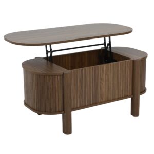 wohnli-moebel-suche-M26080143 Wohnli Möbelsuche - Abwaschbarer Couchtisch oval 100 x 48 cm dunkle Holzoptik