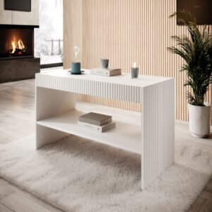 Mattweißer Designer-Couchtisch 120 cm 120x50x56cm Holz Weiß MSO Möbel Wohnzimmermöbel Couchtische