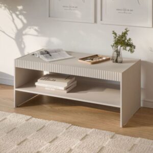 Kaschmirfarbener Couchtisch 120x50 120x57x50cm Holz Beige MSO Möbel Wohnzimmermöbel Couchtische