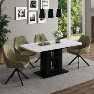 wohnli-moebel-suche-M26080751-1 Esstisch Weiß/Schwarz 120x76cm 120x76x80cm Spanplatte Weiß Vicco Möbel Esszimmermöbel Esstische