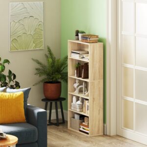 Bibliothèque 5 niveaux bois naturel 60x134x24cm Spanplatte Beige Homcom Möbel Wohnzimmermöbel Bücherregale