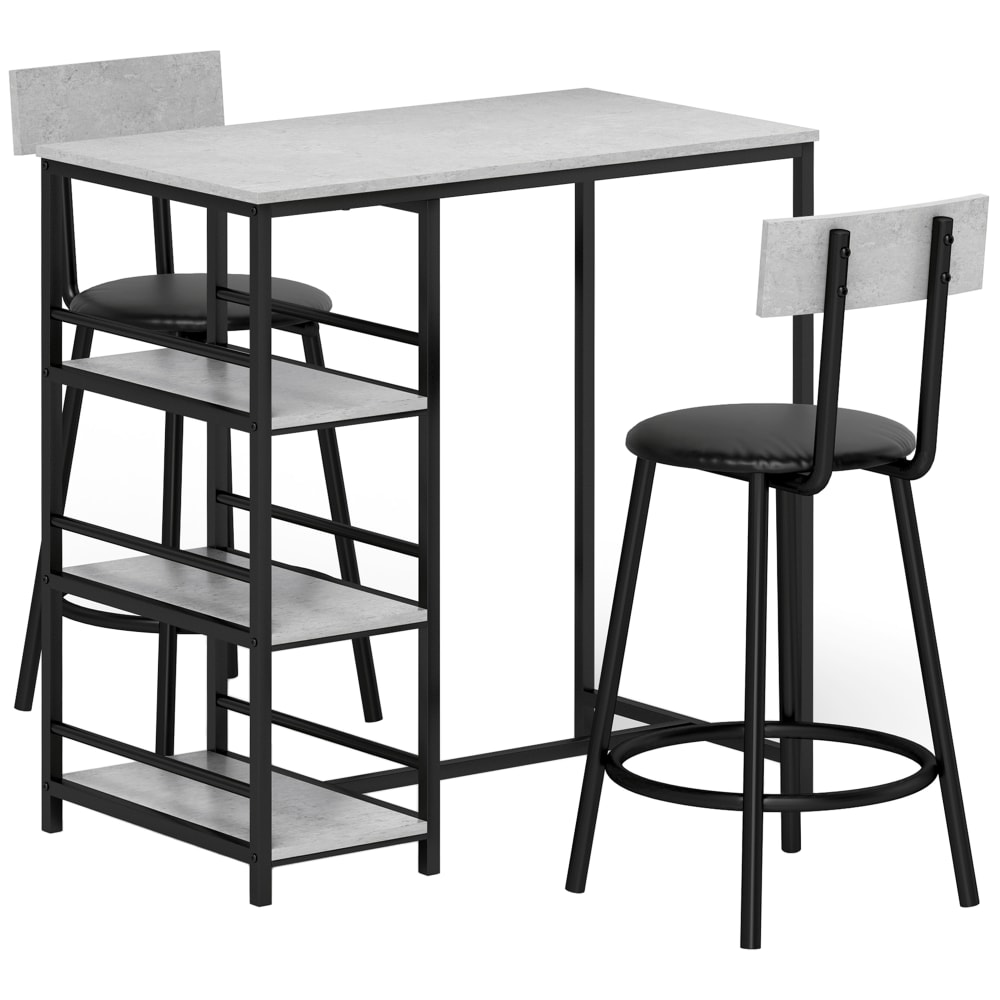 Wohnli Möbelsuche - Table de bar avec 2 chaises de bar en métal gris & noir