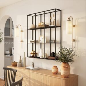 wohnli-moebel-suche-M26084687-1 Étagère murale industrielle 9 compartiments métal noir 88x100x18cm Metall Schwarz Homcom Möbel Wohnzimmermöbel Regale