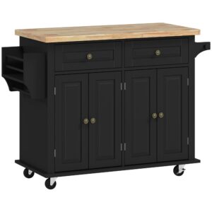 wohnli-moebel-suche-M26084694 Wohnli Möbelsuche - Desserte îlot cuisine 2 tiroirs 2 placard mdf noir hévéa