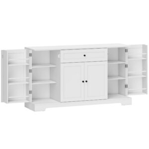 Wohnli Möbelsuche - Buffet tiroir 4 portes racks-porte étagères réglables bois blanc