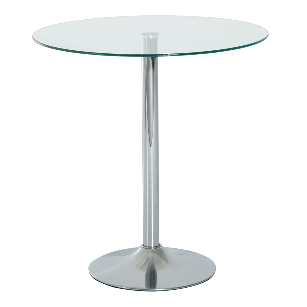 Wohnli Möbelsuche - Table à manger ronde pour 2 personnes plateau en verre trempé argenté