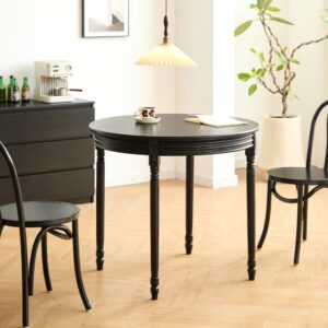 wohnli-moebel-suche-M26084779-1 Runder Esstisch für 4 Personen aus Massivholz Schwarz 90x80x90cm Holz Schwarz Nordlys Möbel Esszimmermöbel Esstische