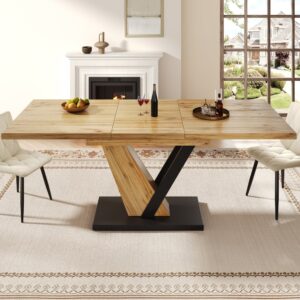 wohnli-moebel-suche-M26085662-1 Ausziehtisch Holzmaserung Metallbeine 120/160 cm Holzoptik 160x76x75cm Spanplatte Braun MODFU Möbel Esszimmermöbel Esstische