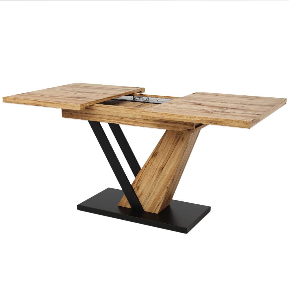 wohnli-moebel-suche-M26085662 Wohnli Möbelsuche - Ausziehtisch Holzmaserung Metallbeine 120/160 cm Holzoptik