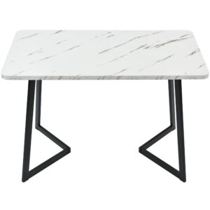 wohnli-moebel-suche-M26085663 Wohnli Möbelsuche - Esstisch 117x68 cm mit Marmoroptik und Metallgestell Weiß/Schwarz