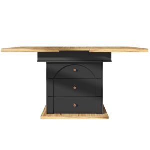 Wohnli Möbelsuche - Ausziehbarer Esstisch mit Stauraum und Klapptür 110-140x80 cm Schwarz