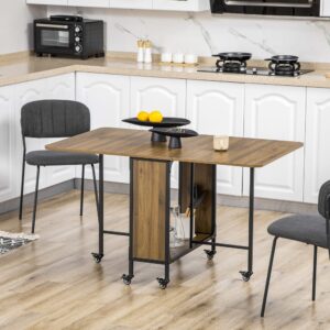 Klappbarer Esstisch mit Rollen und Ablage für 6 Personen 130 cm Braun 130x74x80cm Holz Braun MODFU Möbel Esszimmermöbel Esstische