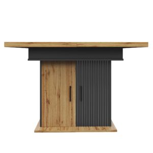 Wohnli Möbelsuche - Esstisch ausziehbar mit Stauraum 110-140x80 cm Schwarz/Natur