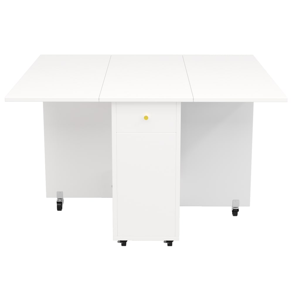 wohnli-moebel-suche-M26085673 Wohnli Möbelsuche - Klappbarer Esstisch mit Schubladen und Rollen 120 cm Weiß