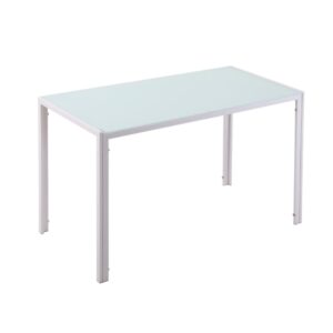 Wohnli Möbelsuche - Esstisch Küchentisch mit Glasplatte Metall 120x60 cm Weiß