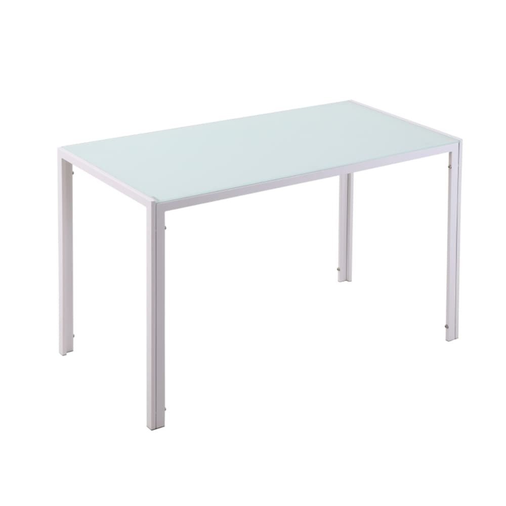 Wohnli Möbelsuche - Esstisch Küchentisch mit Glasplatte Metall 120x60 cm Weiß