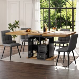 Ausziehbarer Esstisch mit Stauraum und 2 Schubladen 110-140 cm Natur 140x75x80cm Spanplatte Braun MODFU Möbel Esszimmermöbel Esstische