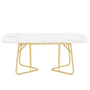 wohnli-moebel-suche-M26085680 Wohnli Möbelsuche - Ausziehbarer Esstisch Marmoroptik Metall 140/180x80 cm weiß