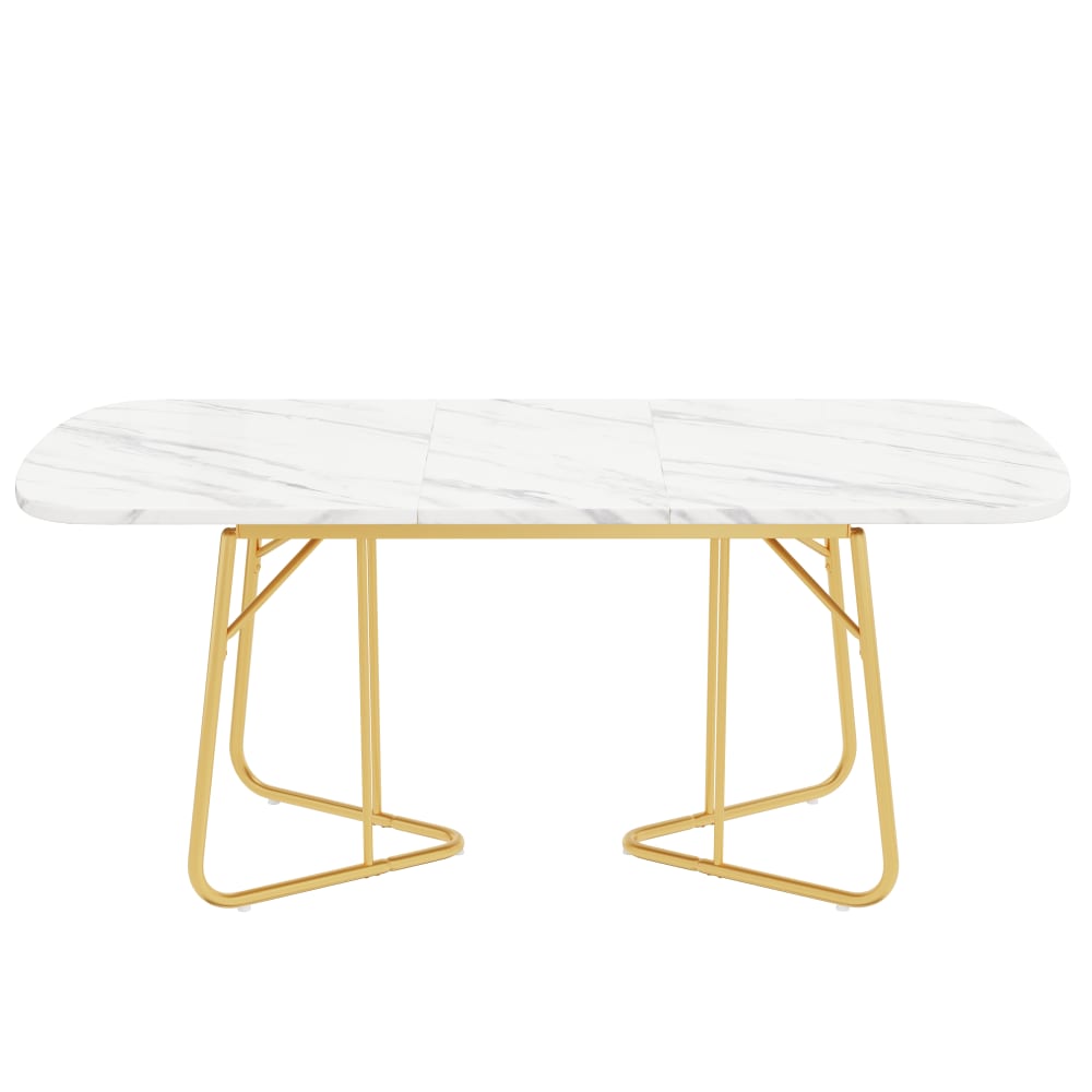 wohnli-moebel-suche-M26085680 Wohnli Möbelsuche - Ausziehbarer Esstisch Marmoroptik Metall 140/180x80 cm weiß