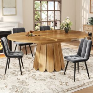 wohnli-moebel-suche-M26085681-1 Ausziehbarer Esstisch rund zu oval 118-158 cm Metallfuß Braun 158x76x118cm Spanplatte Braun MODFU Möbel Esszimmermöbel Esstische