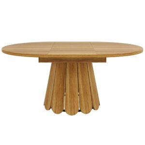 wohnli-moebel-suche-M26085681 Wohnli Möbelsuche - Ausziehbarer Esstisch rund zu oval 118-158 cm Metallfuß Braun