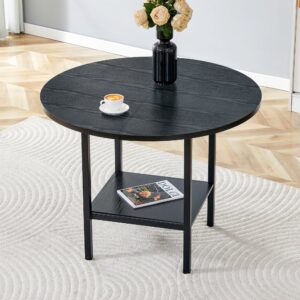 wohnli-moebel-suche-M26085684-1 Runder Esstisch mit Ablage 100x77 cm Schwarz 100x77x100cm Spanplatte Schwarz MODFU Möbel Esszimmermöbel Esstische