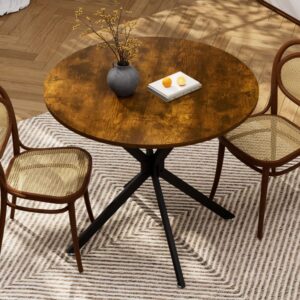 wohnli-moebel-suche-M26085687-1 Runder Esstisch mit Metallbeinen platzsparend 90 cm Braun-Schwarz 90x78x90cm Spanplatte Braun MODFU Möbel Esszimmermöbel Esstische