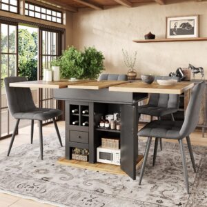 wohnli-moebel-suche-M26085702-1 Ausziehbarer Esstisch mit Stauraum 110-140 cm Schwarz/Natur 140x75x80cm Spanplatte Schwarz MODFU Möbel Esszimmermöbel Esstische