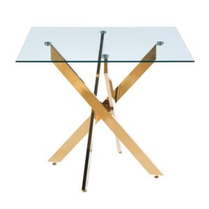 wohnli-moebel-suche-M26085707 Wohnli Möbelsuche - Esstisch mit Glasplatte und Metallbeinen quadratisch 80x80 cm Gold