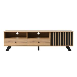 wohnli-moebel-suche-M26085711 Wohnli Möbelsuche - TV-Schrank 2 Schubladen Schrank Spanplatte 150 cm Naturholz+Schwarz