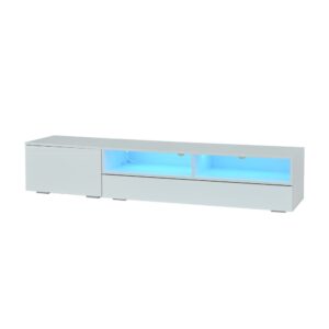 Wohnli Möbelsuche - TV Wohnwand-Set mit LED und Hochglanz 175 cm Weiß